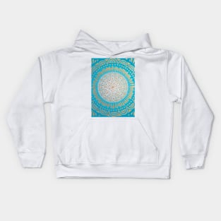 Gold on Aqua Mandala Kids Hoodie